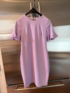 Women’s purple Calvin Klein dress with ruffle sleeves